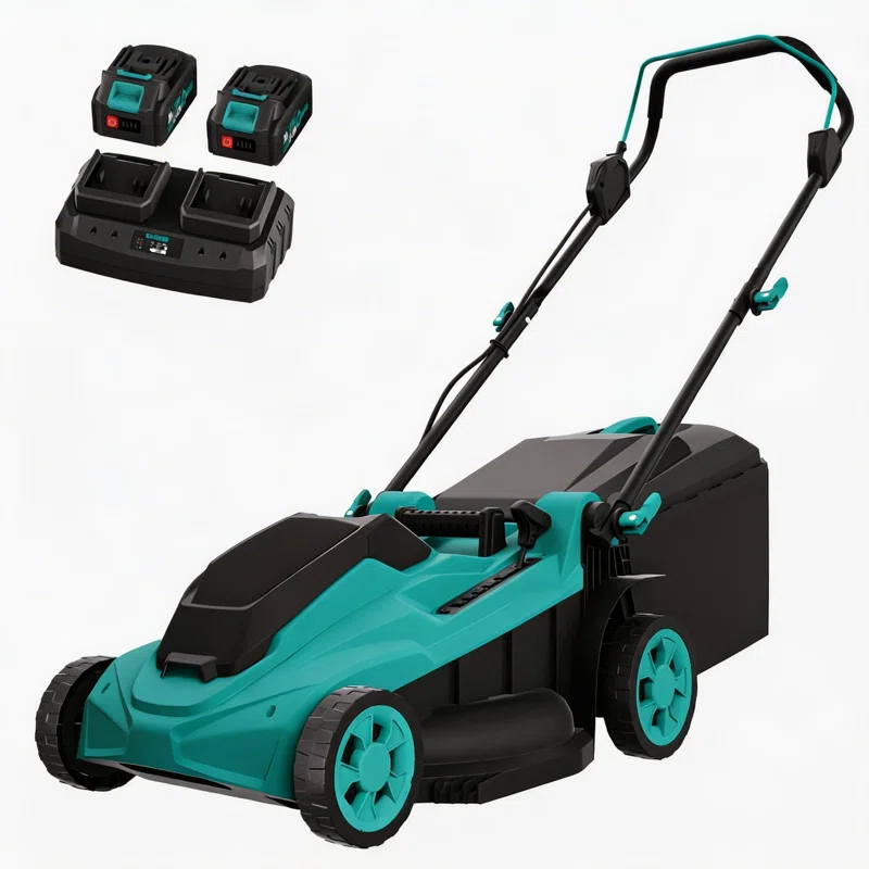 17" Cordless Lawn Mower, Brushless Motor, 2-in-1 Mulching & Bagging